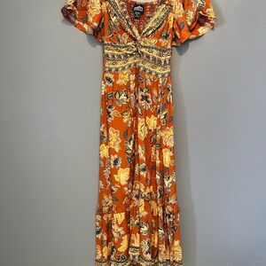 Angie Rust Floral Maxi Dress